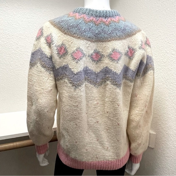 D.Byford Ltd. VTG Hand Knit Fair Isle Wool Button Up Cardigan Sweater | Sz M - Picture 4 of 8